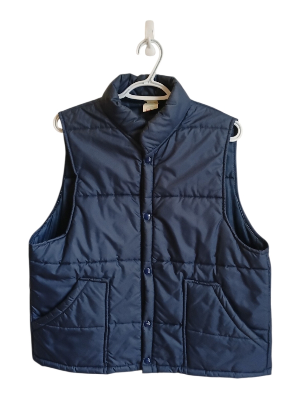 Vintage 70s 80s Astro Navy Quilted Puffer Vest Workwear Trucker Cottagecore Lrg